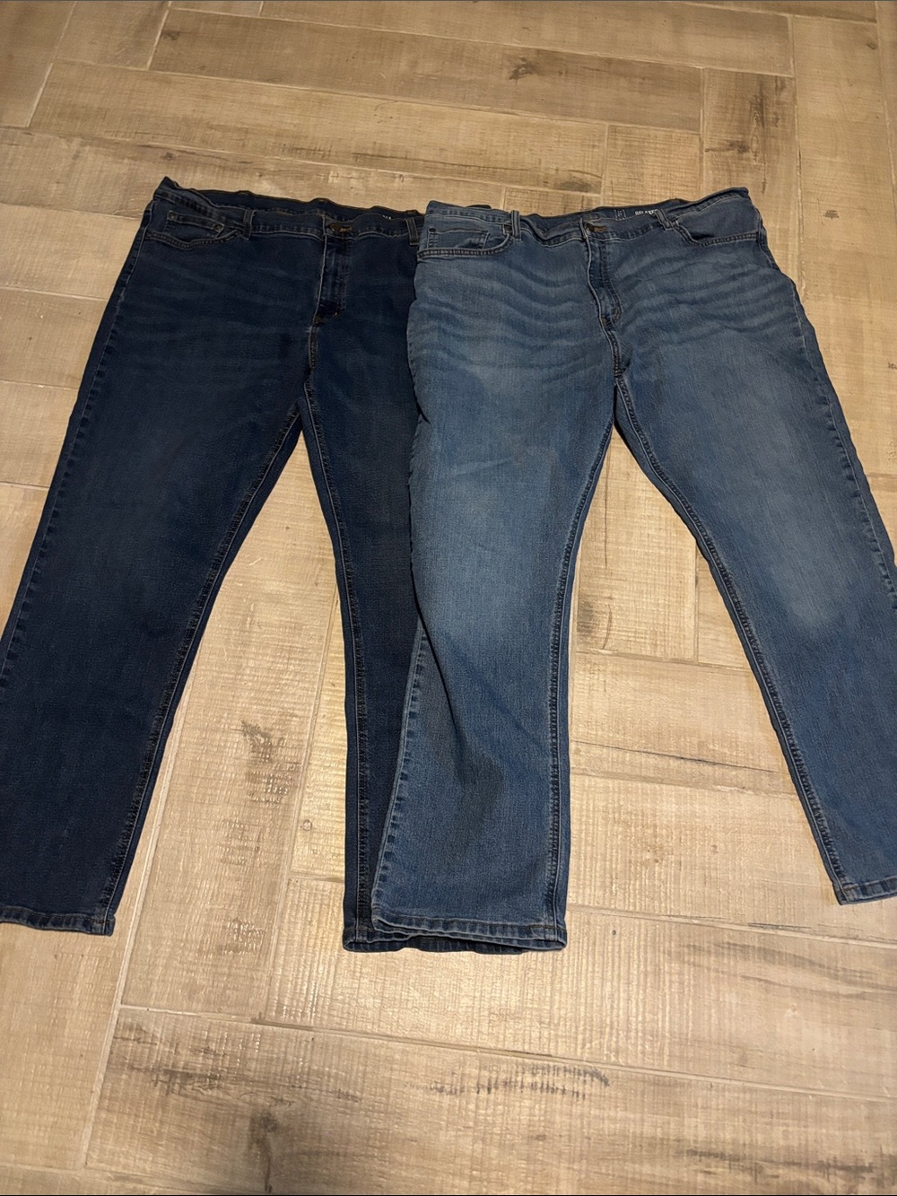 Men's Classic Straight Jeans - Dark Blue & Medium Blue
